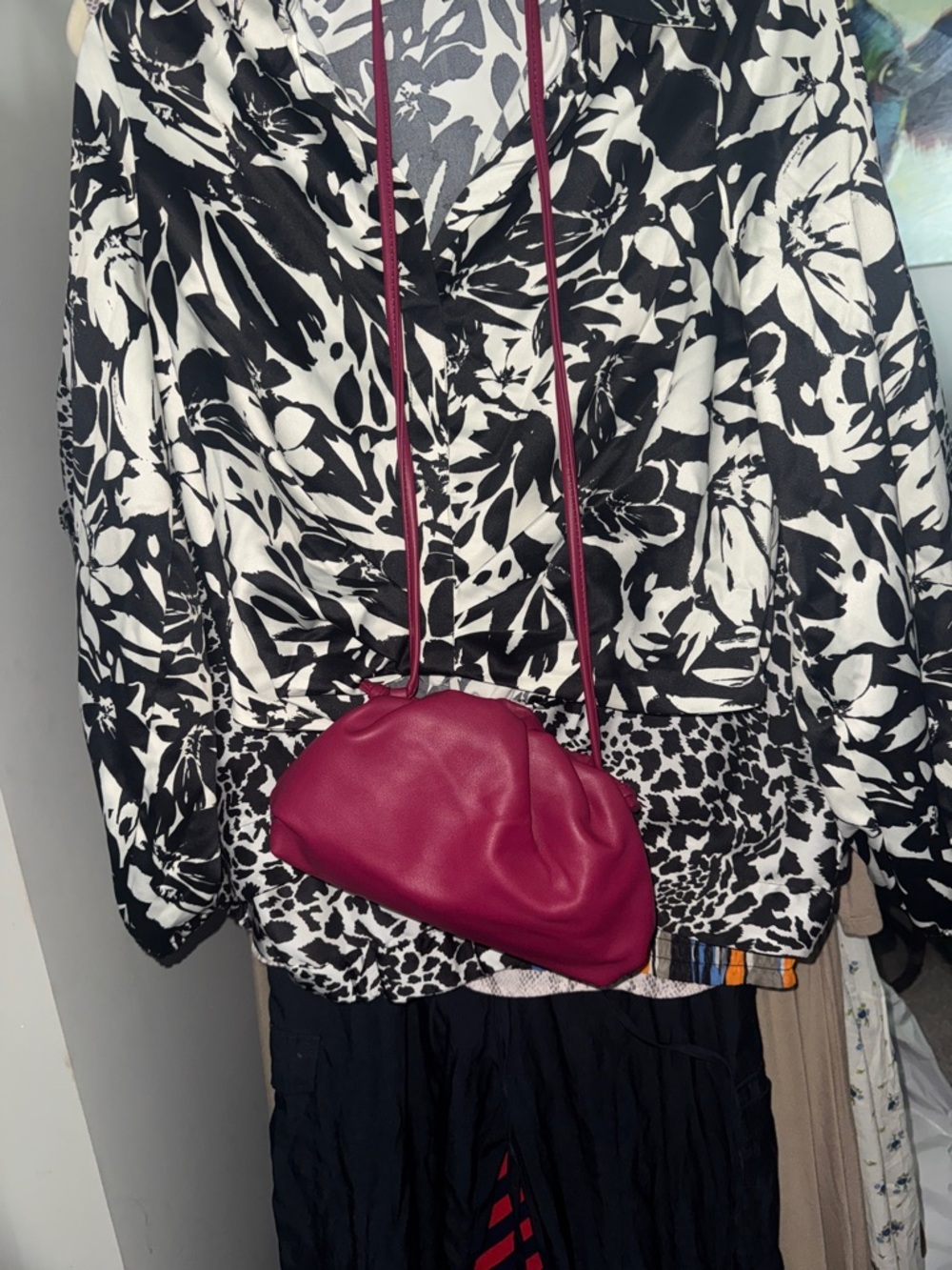 Women's Gathered Crossbody Bag in Berry Pink